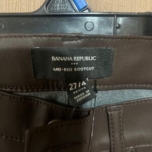 Leather mid rise boot cut pants NEW